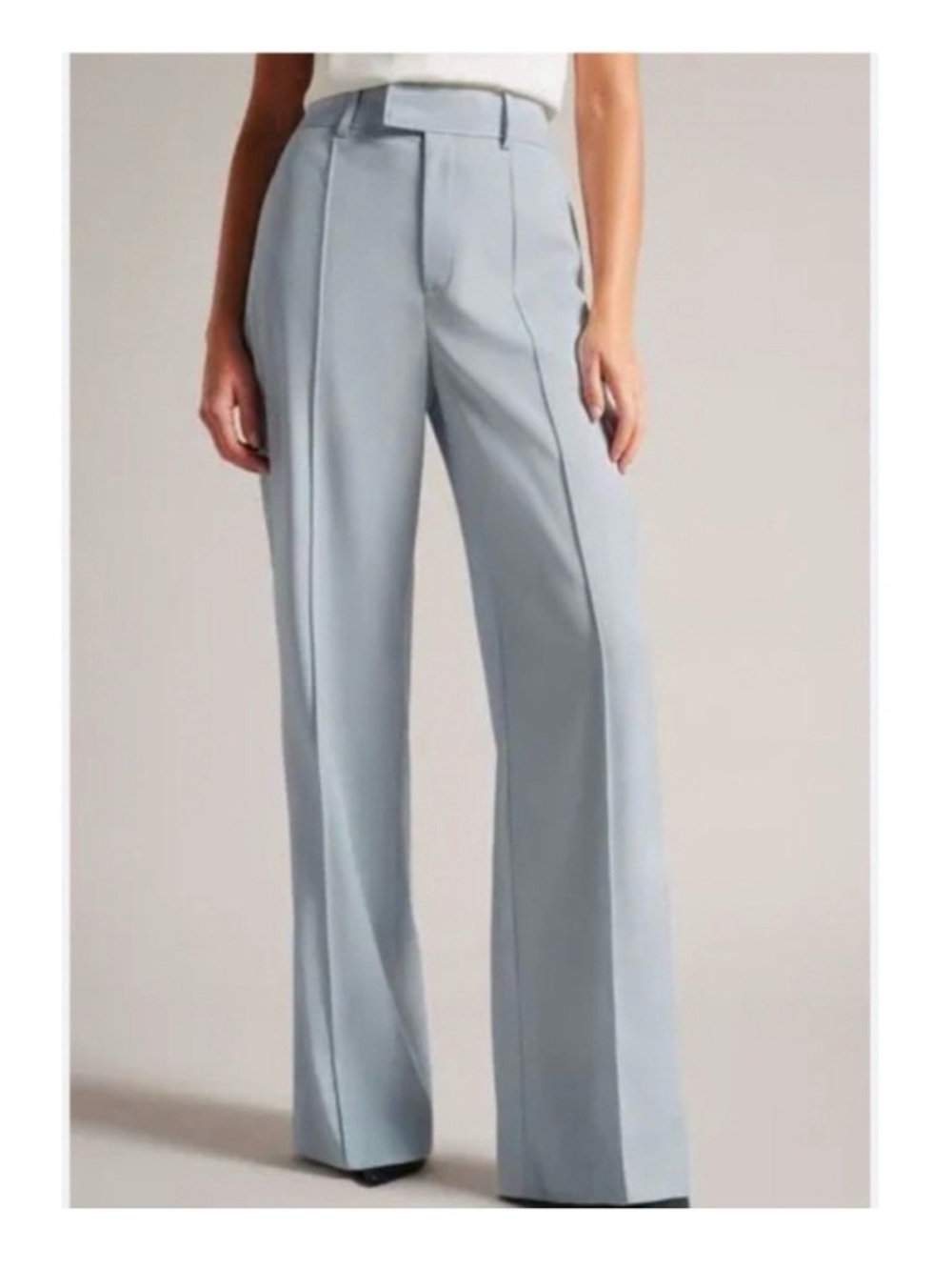 Ted Baker London Hildiat High-Waist Wide-Leg Dress Pants in Light Blue